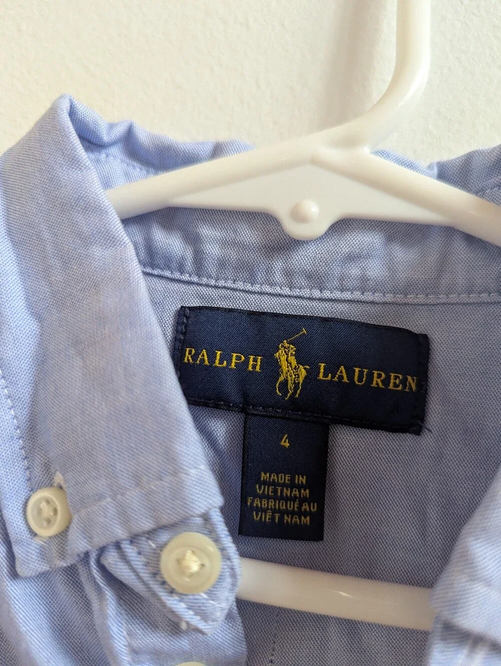 Ralph Lauren Button Down Shirt 4T Boys Chambray Long Sleeve Logo Pony